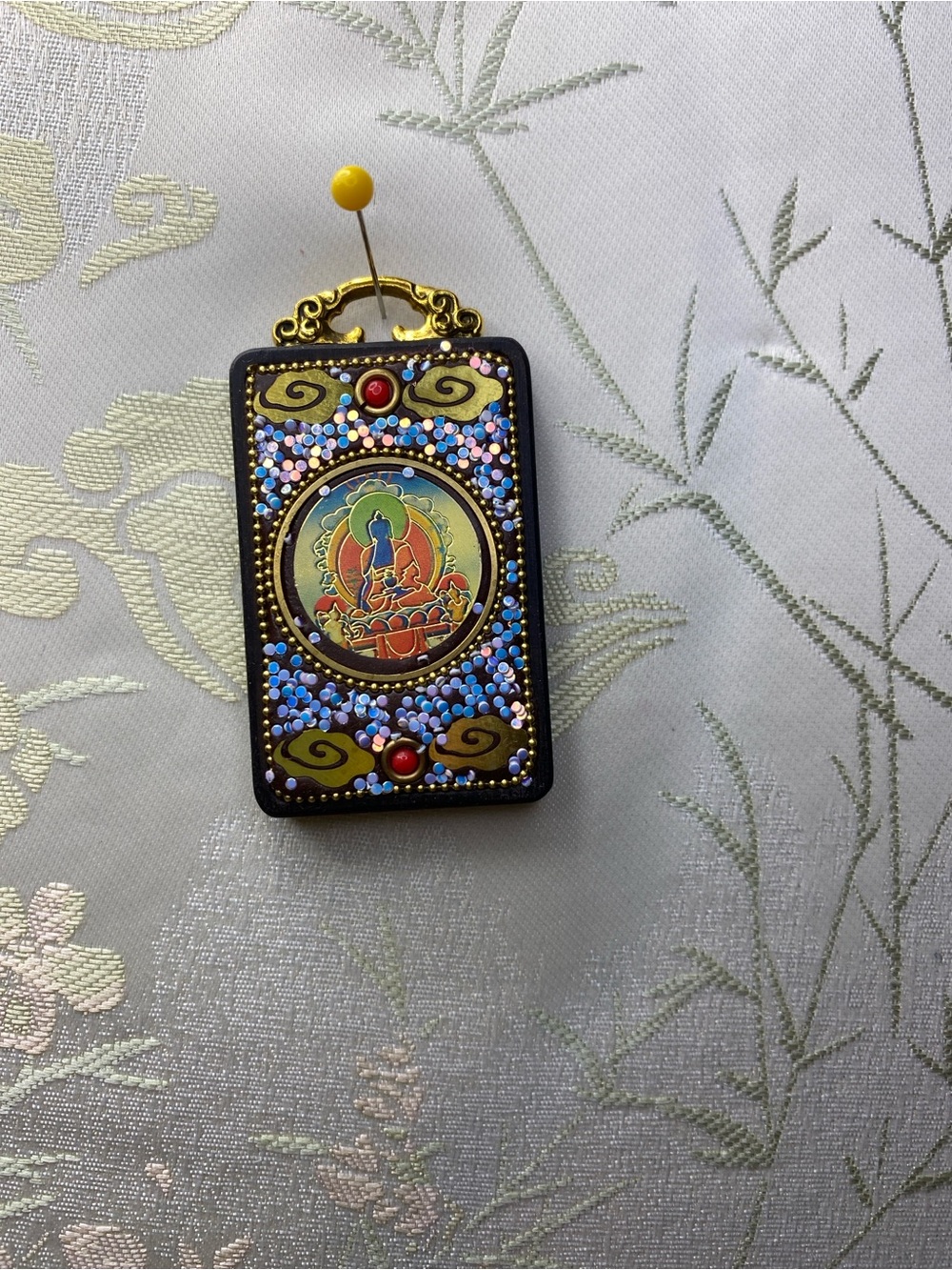 Retro Nepal Tibetan  Medicine Buddha Tangka pendant